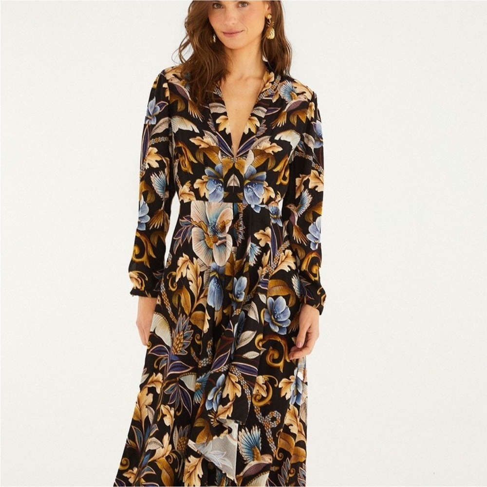 Farm Rio: Black Snake Garden Lenzing Viscose Maxi Dress long sleeve - Picture 4 of 13